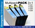 Multipack 4er C-1291-4 fr Epson Stylus SX420 u. a.