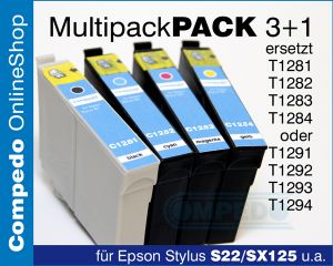 Multipack 4 Patronen C1281 4 Fur Epson Stylus Sx125 S22 U A Compedo Shop De